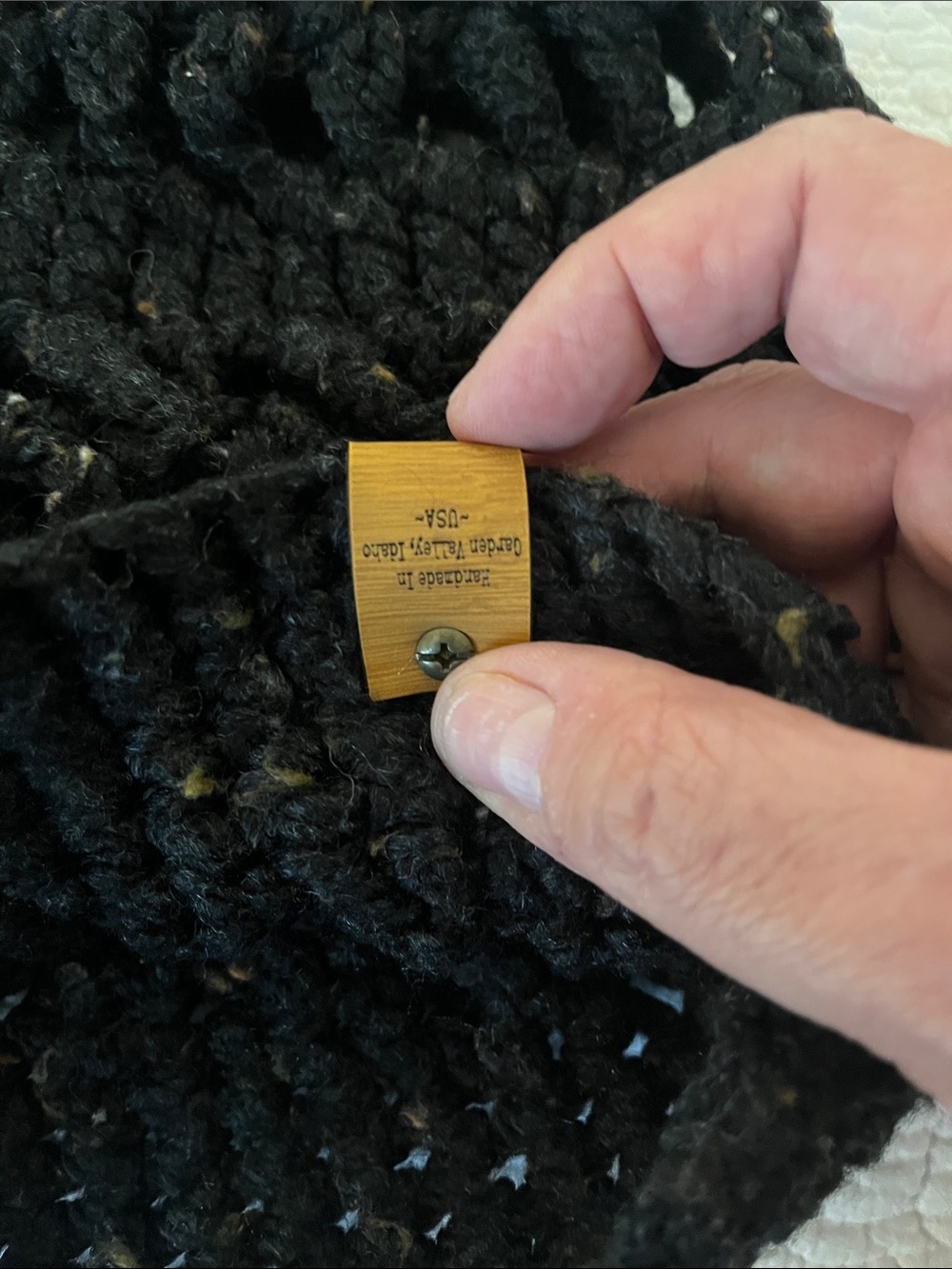 PolarCap Handmade Idaho Chunky Crochet Black Wool Look Artisan Beanie Hat - Picture 3 of 4